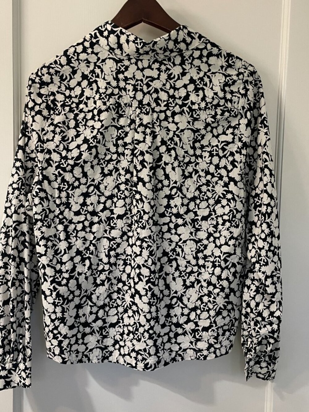 SCOTCH & SODA Flower and Anchor Allover Balloon Sleeve Shirt Women's Size 34 XS - Picture 3 of 8